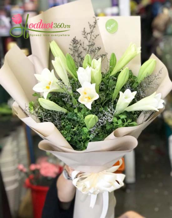 White lilium bouquet - The beauty of Hanoi